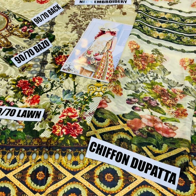 Inspired By Baroque - 3 Pcs Lawn Suit vol 1